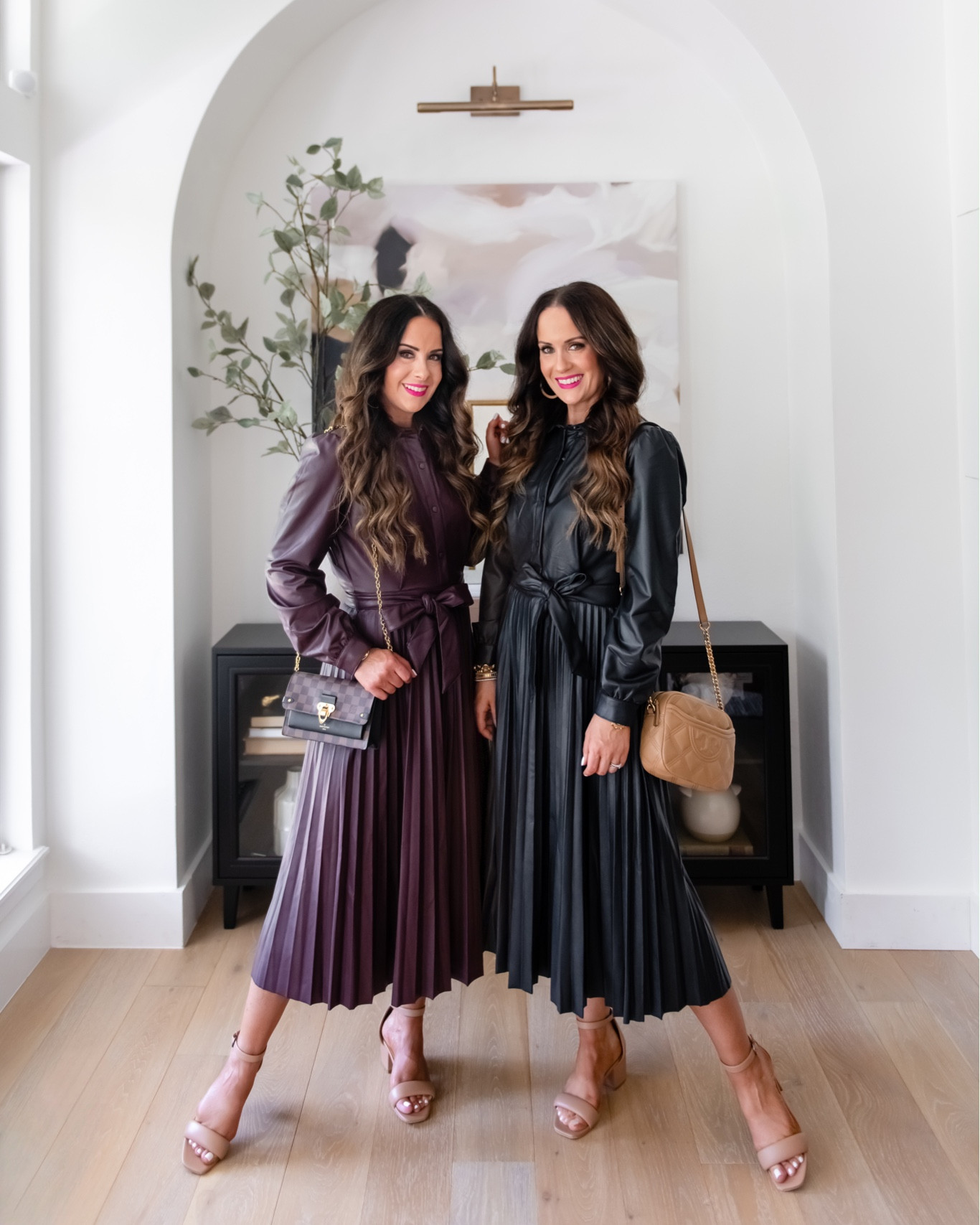 Happy Friday! We found the cutest faux leather dresses that are so affordable + ship for free! This flattering and comfy style is so on trend and is easy to dress up or down. We also linked the same colors in a pleated skirt version. Head to our new fall trends post on TheDoubleTakeGirls.com for all the details + to easily shop our outfits. 🛍️ We hope y’all have a great day! ~ L & W 

#LTKstyletip #LTKshoecrush #LTKfindsunder50