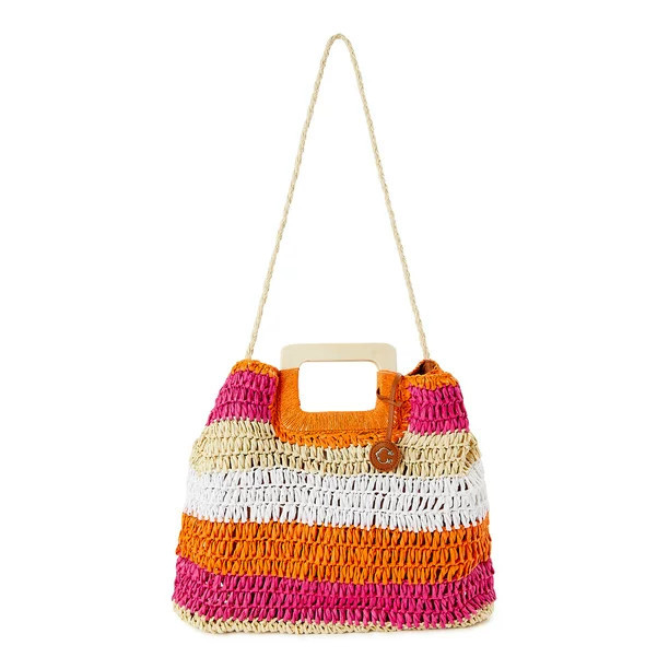 C. Wonder Women’s Adult Lexi Striped Straw Tote Bag Natural | Walmart (US)