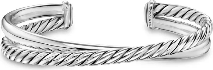 Crossover Two Row Cuff Bracelet in Sterling Silver, 10.7mm | Nordstrom