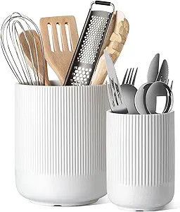 LE TAUCI Utensil Holder, 7.3"+5.4" Ceramic Kitchen Utensil Holder for Countertop, Large Cooking U... | Amazon (US)
