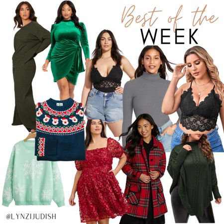 Best of the week - all of the most clicked items of last week (all of which are on sale for Cyber Monday)

You can use my code LYNZIJUDISH for an additional 20% off a ModCloth purchase 

Plus size fashion, plus size style, size 16 influencer, co ords, matching set, Christmas dress, party dress, green velvet dress, black lace bodysuit, gray turtleneck, basic turtleneck, black lace bralette, dark green poncho, red plaid coat, red flower dress, Santa sweater, snowflake sweater, curves 

#LTKcurves #LTKunder50 #LTKHoliday