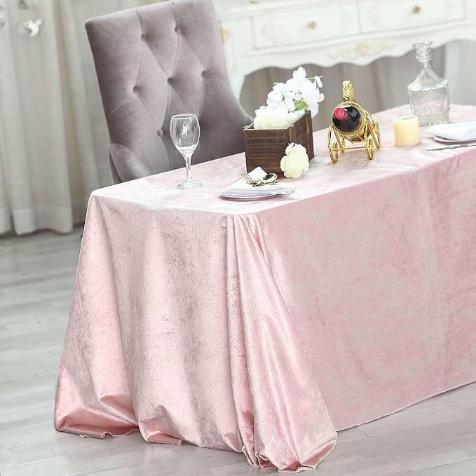 90 x 132 Inch Rose Gold Rectangle Tablecloth - Premium Velvet Table Cloth for Wedding, Party, Ban... | Amazon (US)