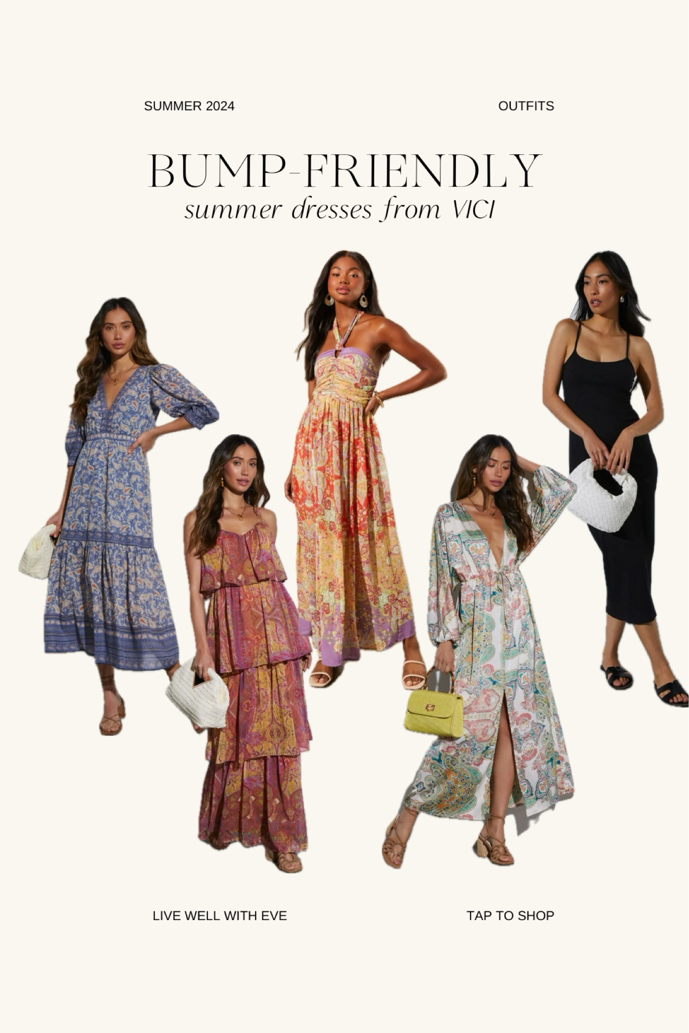 I’m 25 weeks pregnant. Pre-pregnancy size was a M but still bought a size M in the 3 middle dresses because the fabric is stretchy! I bought a size L in the black and blue dresses. 

Tengo 25 semanas de embarazo. Mi talla antes del embarazo era M y me compré talla M en los 3 vestidos de en medio por qué la tela de los vestidos es elástica. Me compré talla L en el vestido azul y el negro. 

#LTKbump #LTKfindsunder100 #LTKsummer #LTKseasonal pregnancy, pregnancy shoot, maternity clothes, maternity, bump friendly, bump-friendly, pregnancy 