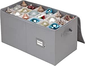 Christmas Ornament Storage Container with Dividers -Box Stores Up to 54 - 4" Ornaments, Zippered,... | Amazon (US)