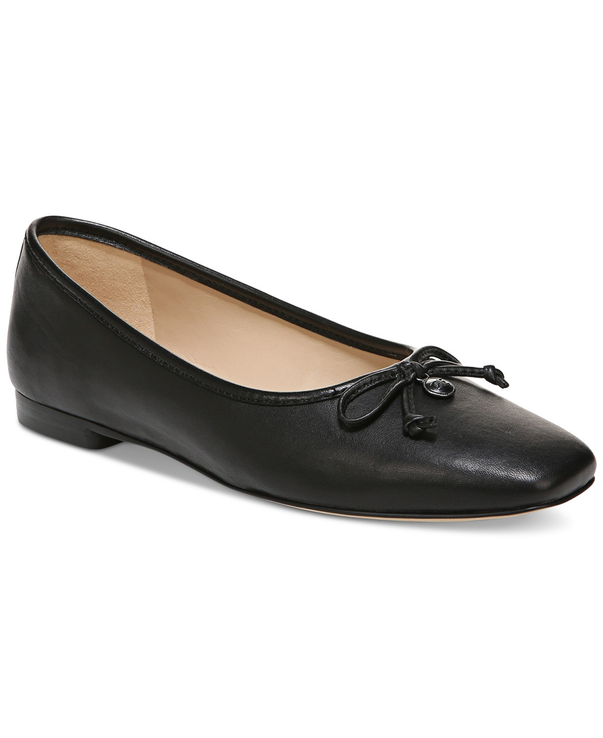 Sam Edelman Women's Meadow Square-Toe Bow Ballet Flats - Black Leather | Macy's