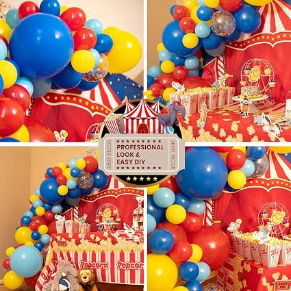 110pc, 3 Sizes – Circus Balloon Arch Kit & Garland for Carnival Party Decorations Theme – Pri... | Amazon (US)