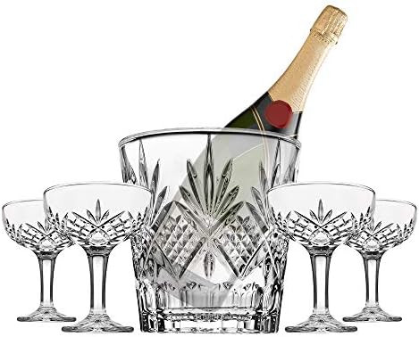 Godinger Champagne Coupe and Ice Bucket Cocktail Glasses Set - Dublin Barware Mixology Collection | Amazon (US)