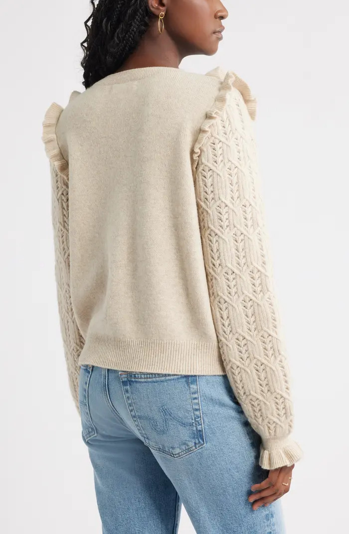Pointelle Ruffle Wool & Cashmere Cardigan | Nordstrom