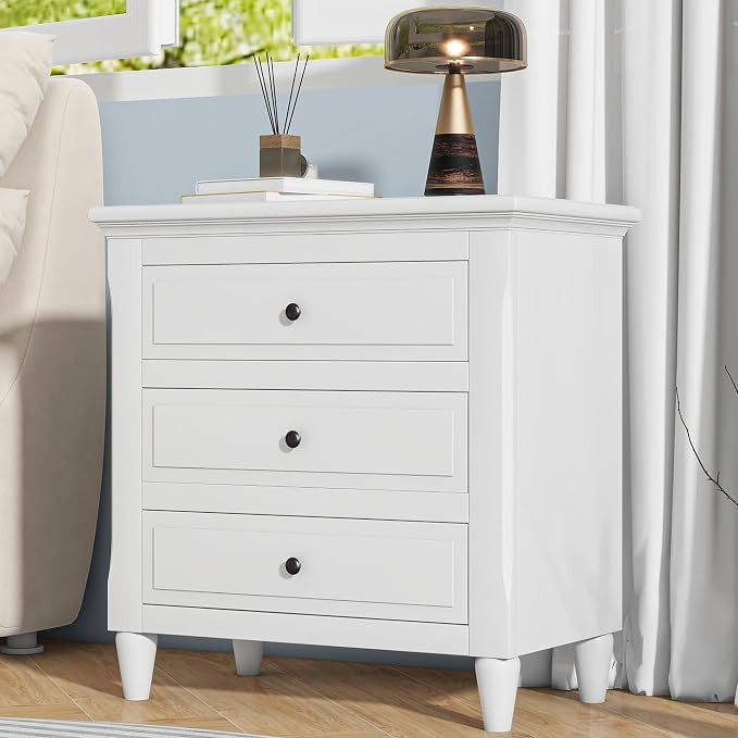 Knocbel Modern 3-Drawer Night Stand, Solid Wood Bedside Nightstand Sofa Side End Table, Fully Ass... | Amazon (US)