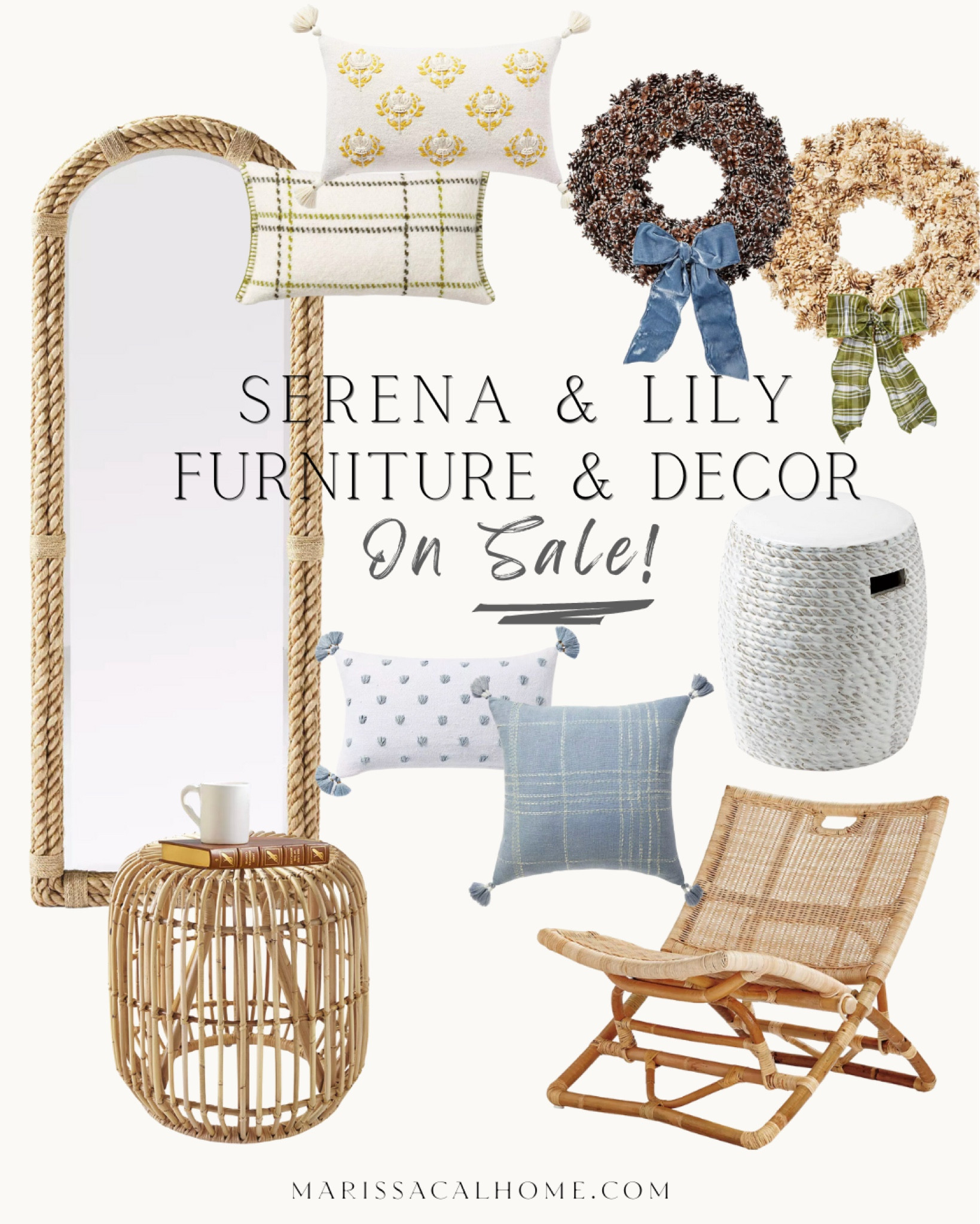 Serena & Lily furniture and home decor on sale // floor mirror// wreaths // throw pillows // side table // outdoor stool // outdoor chair // coastal interior style

#LTKHome #LTKSaleAlert