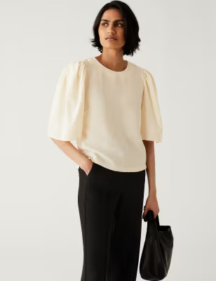 Textured Round Neck Blouse | M&S Collection | M&S | Marks & Spencer (UK)