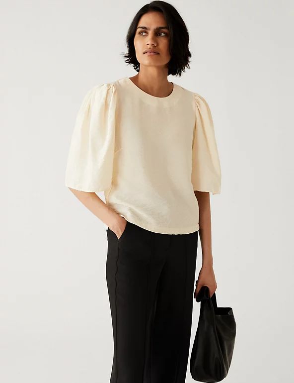 Textured Round Neck Blouse | M&S Collection | M&S | Marks & Spencer (UK)