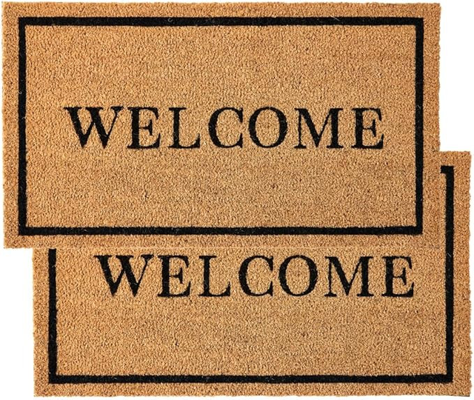 KANKUN Coco Coir Door Mat with Heavy Duty Backing, Welcome Doormat (17" x 30"), Doormat Entrance ... | Amazon (US)