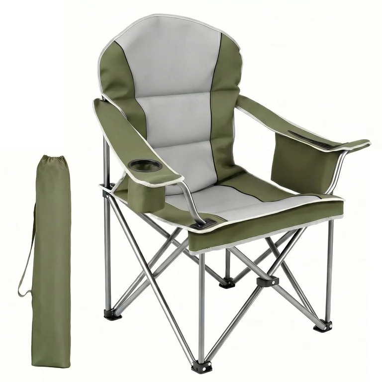 EDX Heavy Duty Camping Chair 500 lb Capacity, Oversized Extra Wide for Adults, Padded High Back F... | Walmart (US)