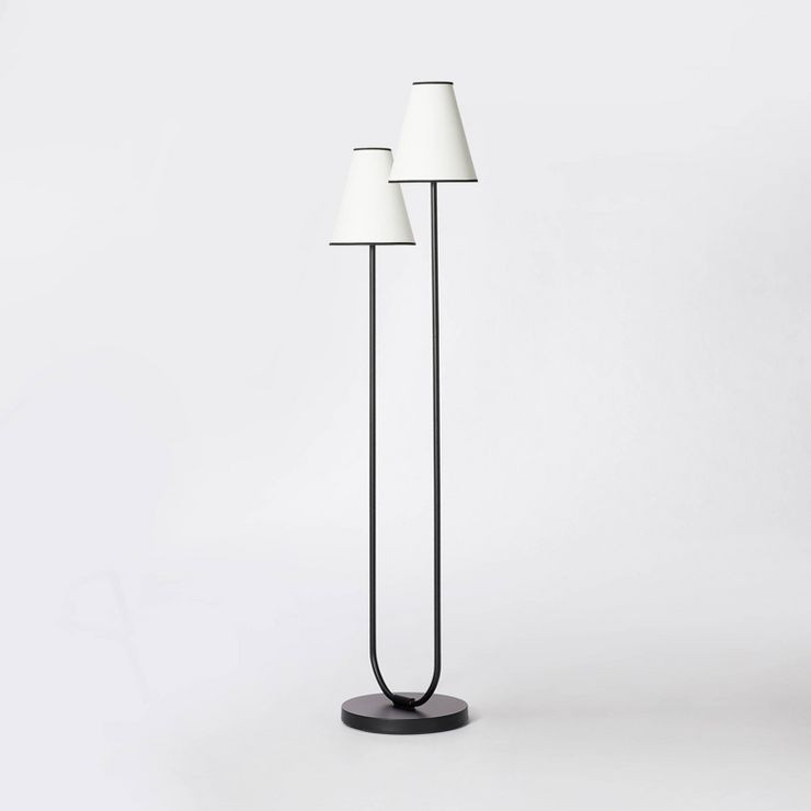 2-Head Floor Lamp with Trimmed Shade Black (Includes LED Light Bulb) - Threshold™ designed with... | Target