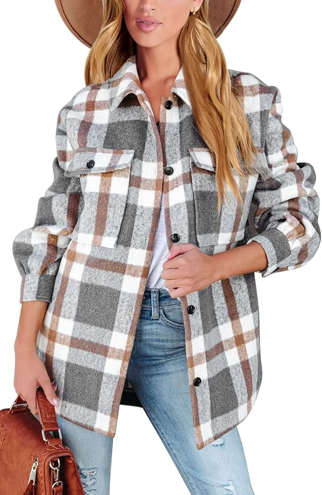 Women’s Casual Plaid Shacket Button Down Long Sleeve Shirt, Amazon Style, Fall Style, Casual Fashion | Amazon (US)