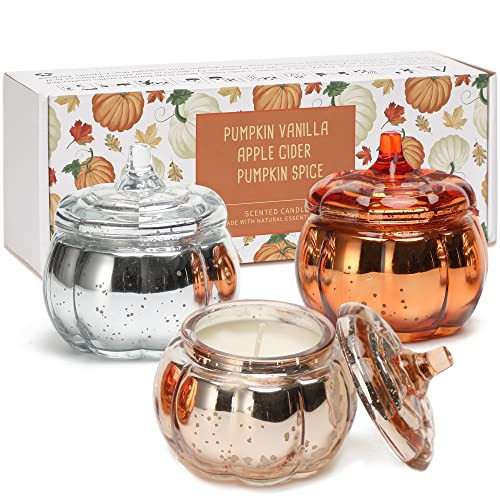 Pumpkin Shaped Candles 3 Pack, Fall Pumpkin Spice Scented Candles 15oz | Amazon (US)
