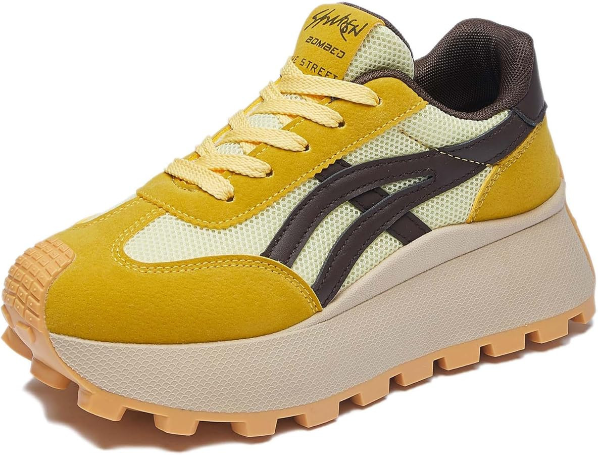 Women's Fashion Chunky Platform Sneakers Cute, Mesh Cotton Lining, Memory Foam Insole, 1.8-inch H... | Amazon (US)