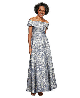 Women's Printed Off-The-Shoulder Ballgown | Macy's