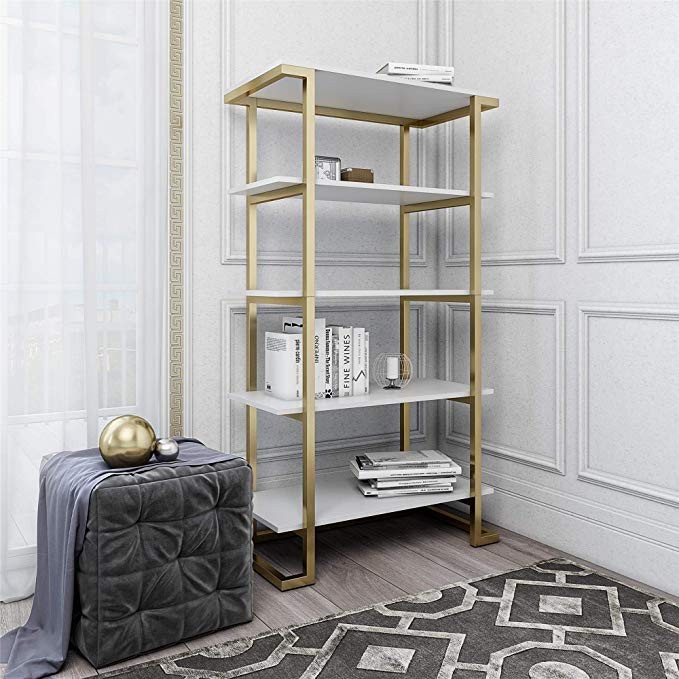 CosmoLiving Camila 5 Shelf Bookcase, White | Amazon (US)