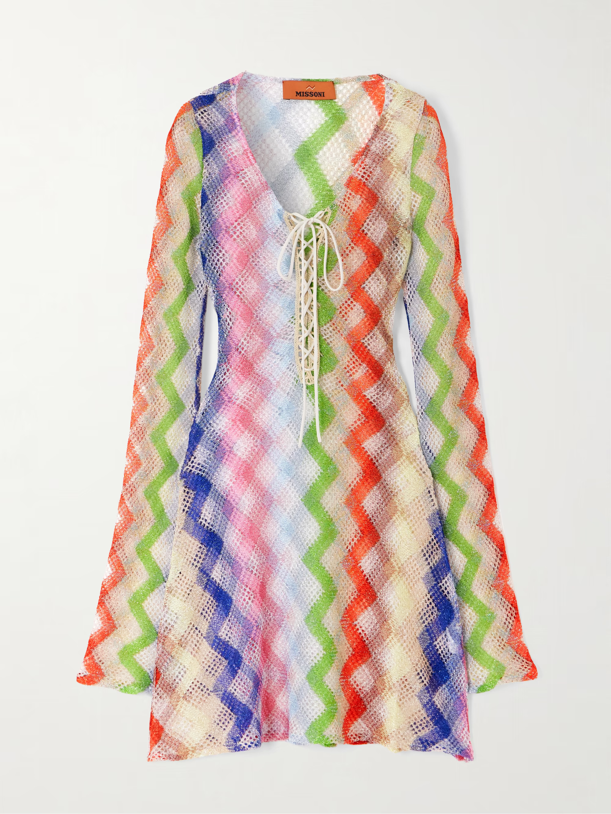 Mare lace-up metallic crochet-knit mini dress | NET-A-PORTER (US)