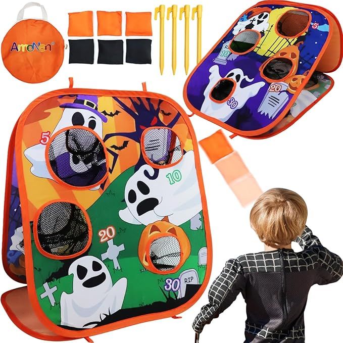 Halloween Party Games for Kids Adults Halloween Bean Bag Toss Game Ghost Double-Sided Board Cornh... | Amazon (US)
