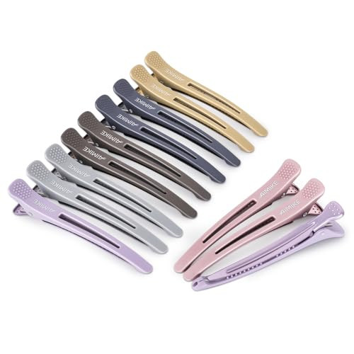 AIMIKE 12pcs Professional Hair Clips for Styling Sectioning, Anti-Slip No-Trace Duck Billed Hair Clips with Silicone Band, Salon and Home Hair Cutting Clips for Hairdresser, Women, Men - 4.3” Long | Amazon (US)