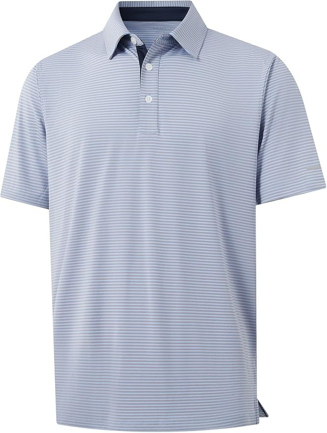 Men's Golf Polo Shirts - Moisture Wicking High Performance Short Sleeve Striped Collared Sports C... | Amazon (US)