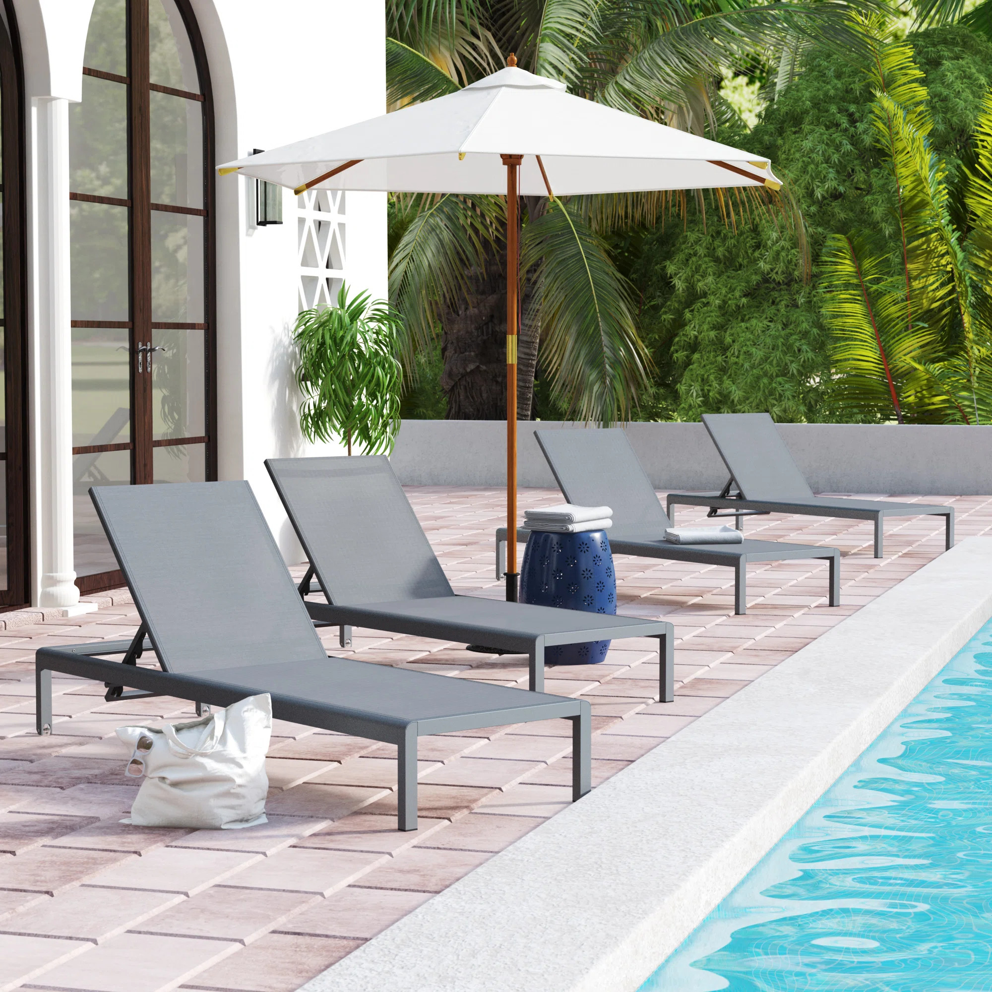 Caggiano Outdoor Metal Chaise Lounge Set (Set of 4) | Wayfair North America