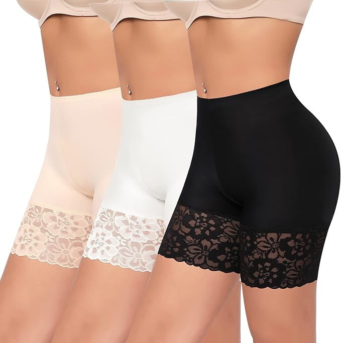 Slip Shorts for Under Dresses Women Anti Chafing Underwear Seamless Boyshorts Panties Lace Under ... | Amazon (US)