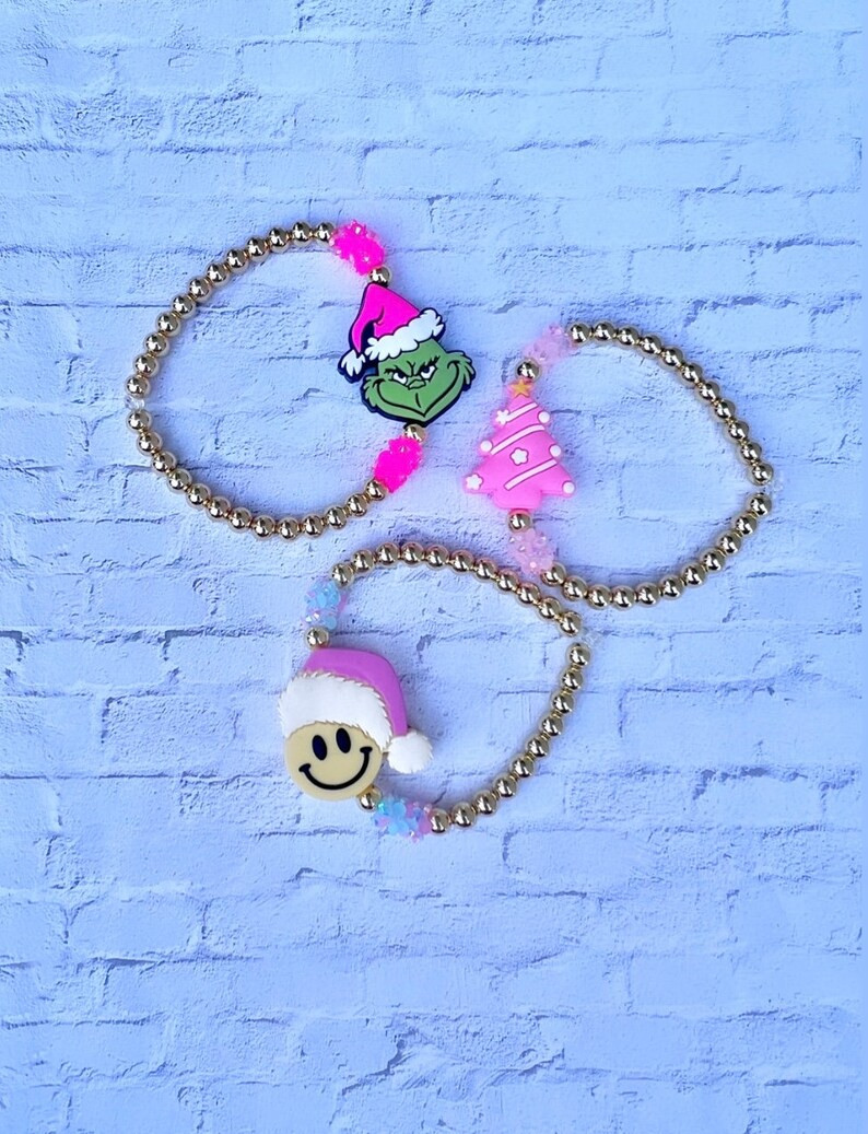 Pink Christmas Bracelets - Etsy | Etsy (US)