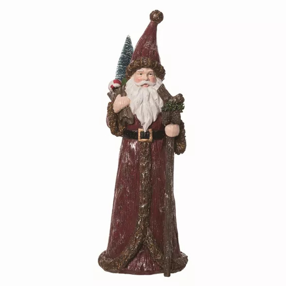 Transpac Resin Multicolor Christmas Carved Santa Figurine | Target