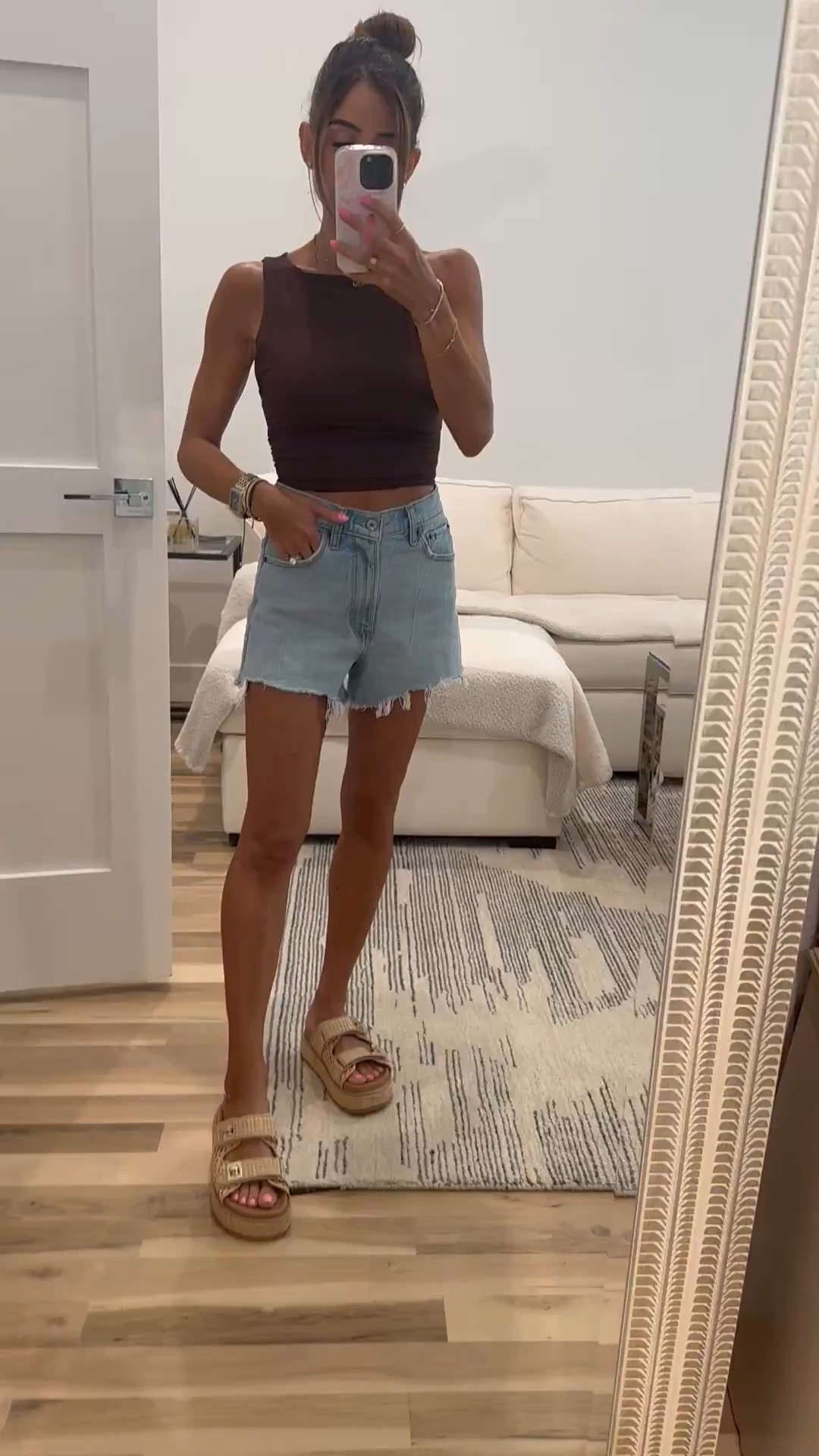 Denim shorts size 23 Amazon seamless top size xs 

#LTKPetite #LTKSaleAlert