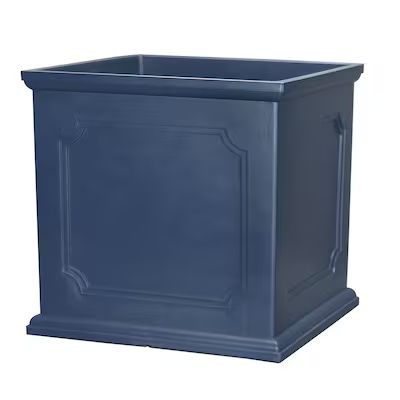 allen + roth 14.02-in x 14.9-in Blue Resin Self Watering Planter with Drainage Holes | Lowe's