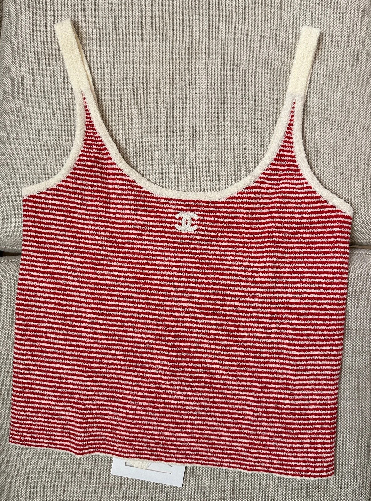 BNWT Authentic CHANEL Runway 23C Red/White Strips Tank Top Size 36 | eBay | eBay US