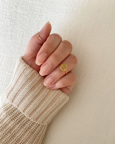 Gold birth flower ring to represent both my babies. Such a great personalized gift for a new mama, or grandmother. 

#LTKGiftGuide #LTKbaby #LTKfindsunder50