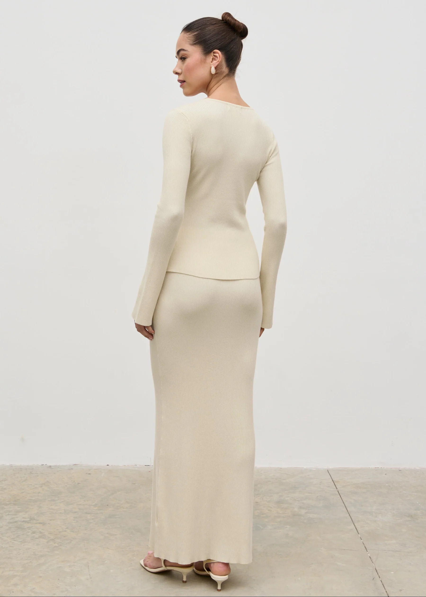 Clemmie Knit Maxi Skirt - Stone | Pretty Lavish (UK)