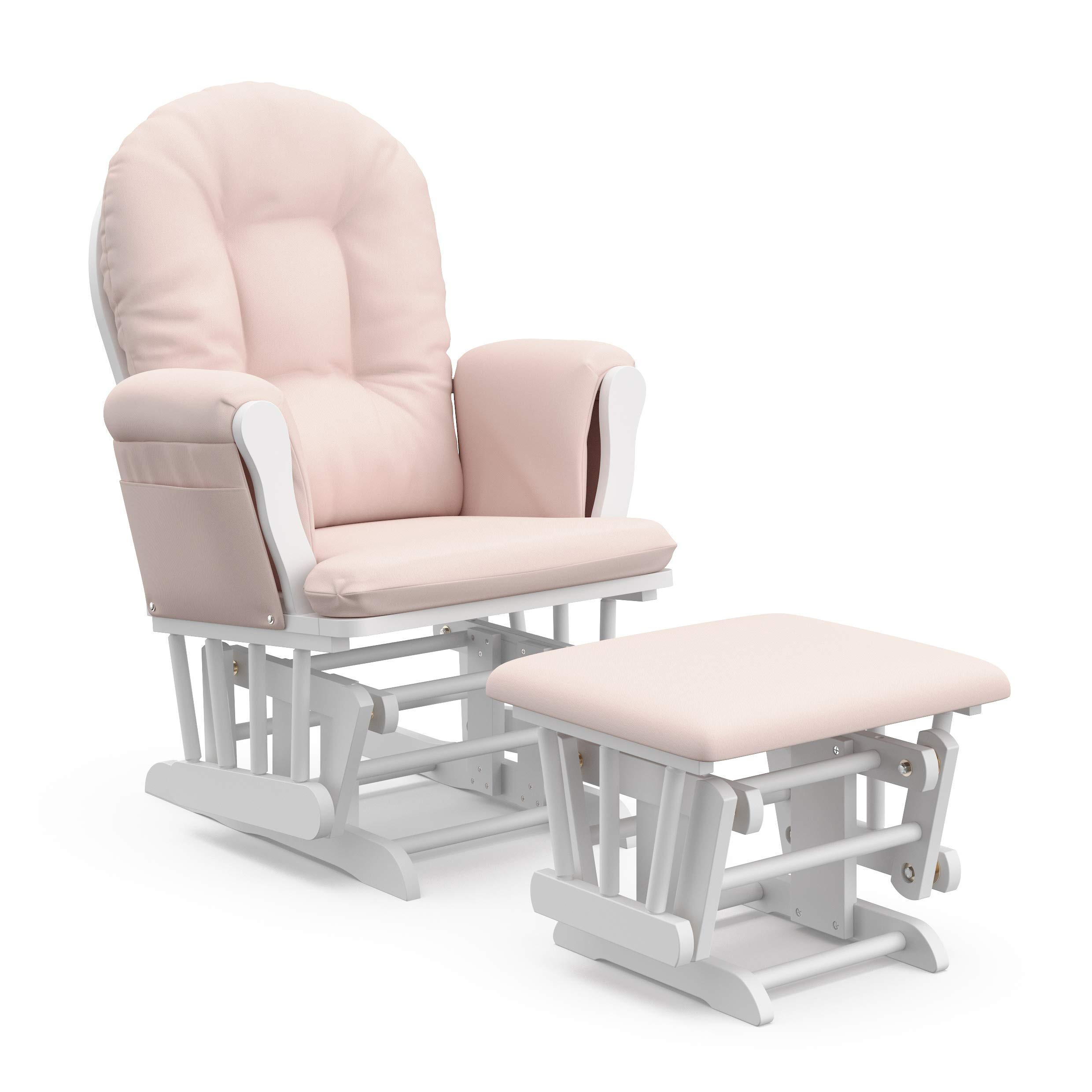 Storkcraft Premium Hoop Glider & Ottoman (White/Pink) — GREENGUARD Gold Certified Nursery Glide... | Amazon (US)
