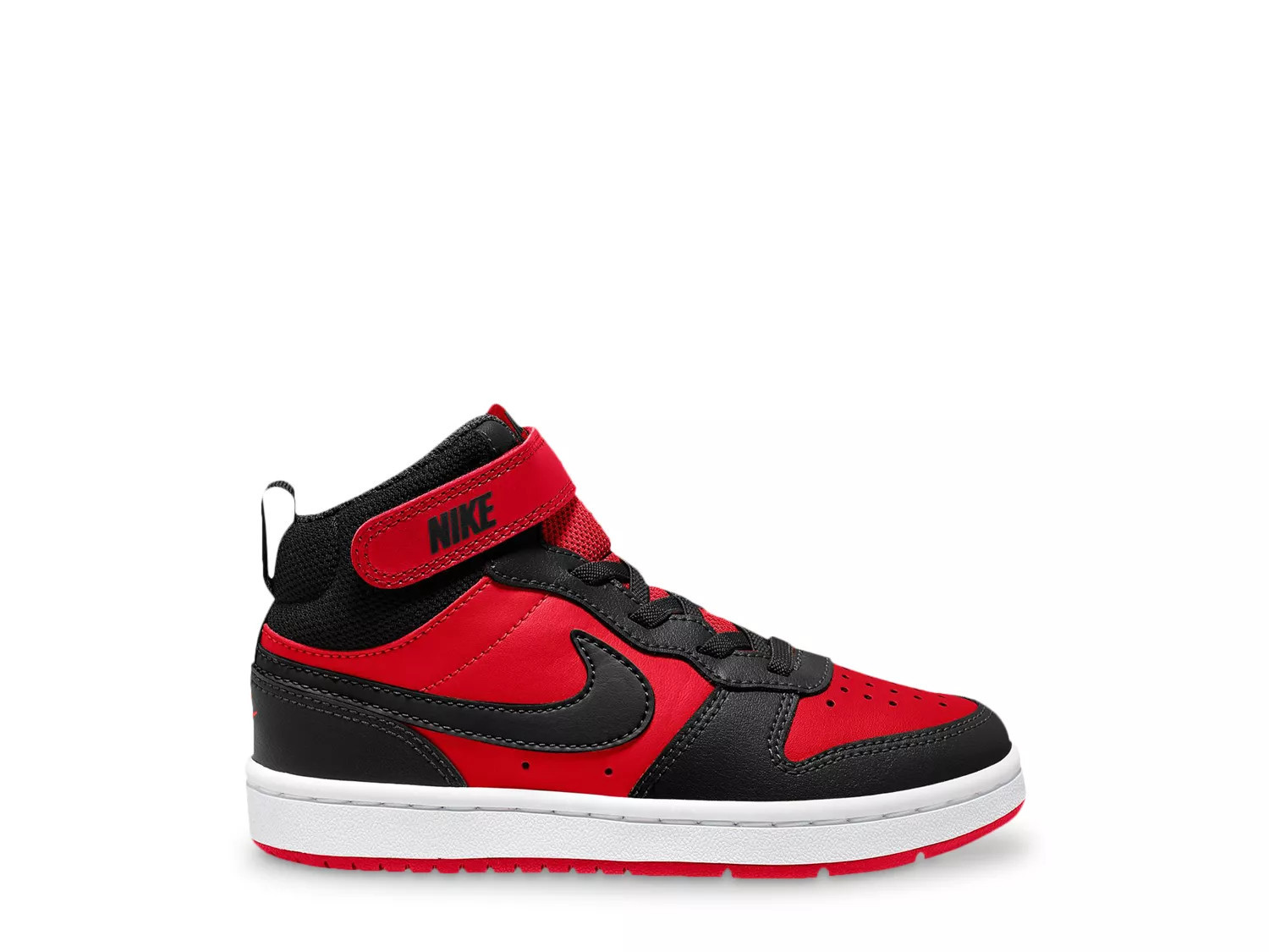 Nike Court Borough Mid 2 Sneaker Kids' | Boys | Girl's | Black/Red | Size 2 Youth | Sneakers | Lace-Up | DSW