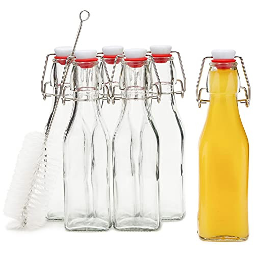 8 oz Swing Top Glass Bottles with Stoppers for Juicing, Vanilla, Sauces, Oils (6 Pack plus Cleaning  | Amazon (US)