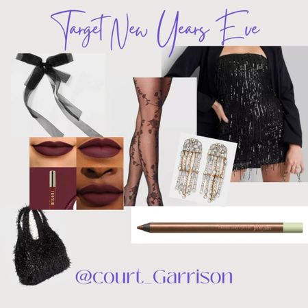 New Year’s Eve Outfit by Target! All in stock and ready to grab as NYE Outfits! The fringe sparkle mini is so flattering and fun paired with an oversized blazer, hair bow, vampy lips, sparkly earrings and sparkle mini bag. Happy shopping sparkly girls! 
.
.
.
.
.
.
#nye #newyearseve #newyearseveoutfit #targetstyle #targetfinds #datenight #datenightoutfit #littleblackdress 

#LTKbeauty #LTKfindsunder50 #LTKparties