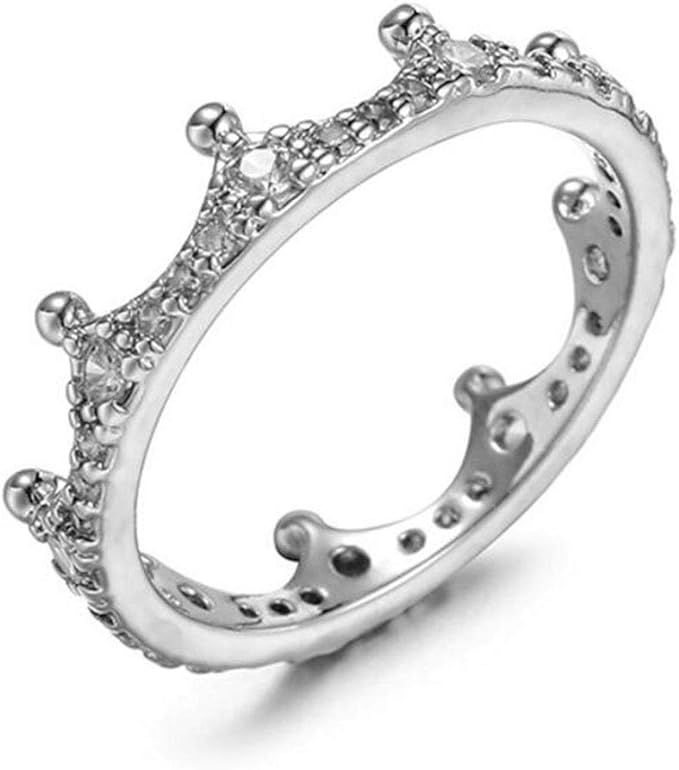Naomi Fashion 3 Colors 925 Sterling Silver Ring Enchanted Crown Ring with Clear CZ for Women Enga... | Amazon (US)