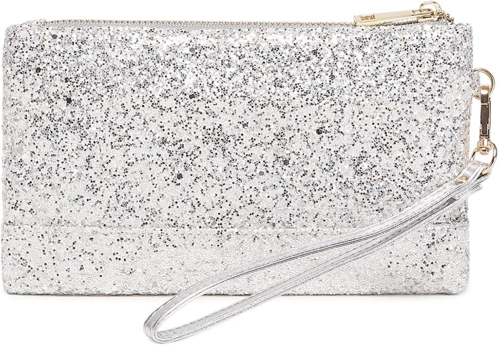 Lam Gallery Sparkling Glitter Evening Clutch Silver Bride Purse for Wedding Bling Clutch Handbag ... | Amazon (US)