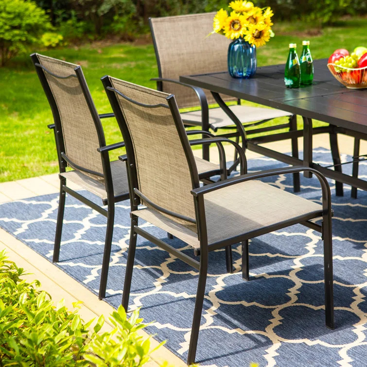 Argyri Powder-coated Steel Outdoor Dining Armchair | Wayfair North America