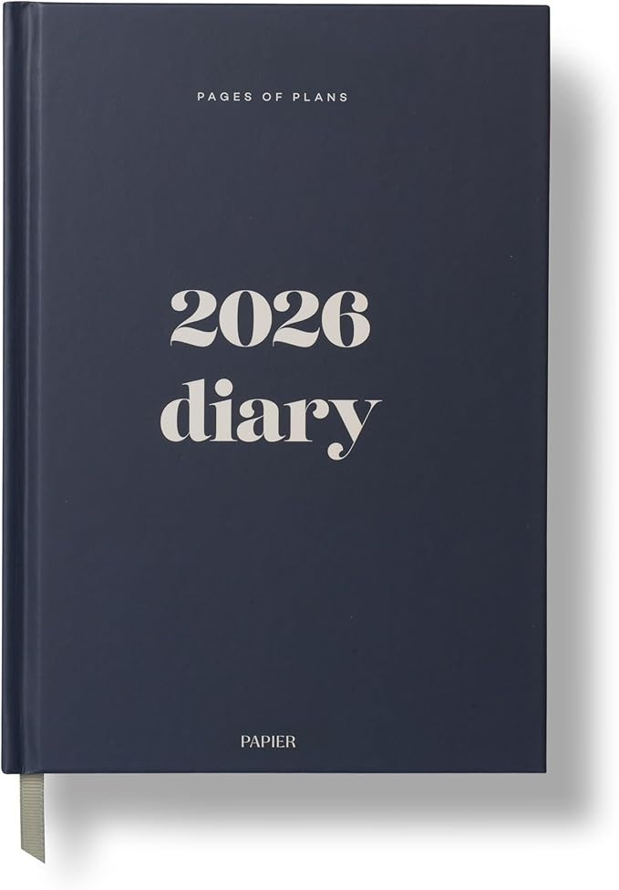 Papier Joy 2026 Diary - Navy Blue Hardback | Full Calendar Year | Month View & Week View | Qualit... | Amazon (UK)
