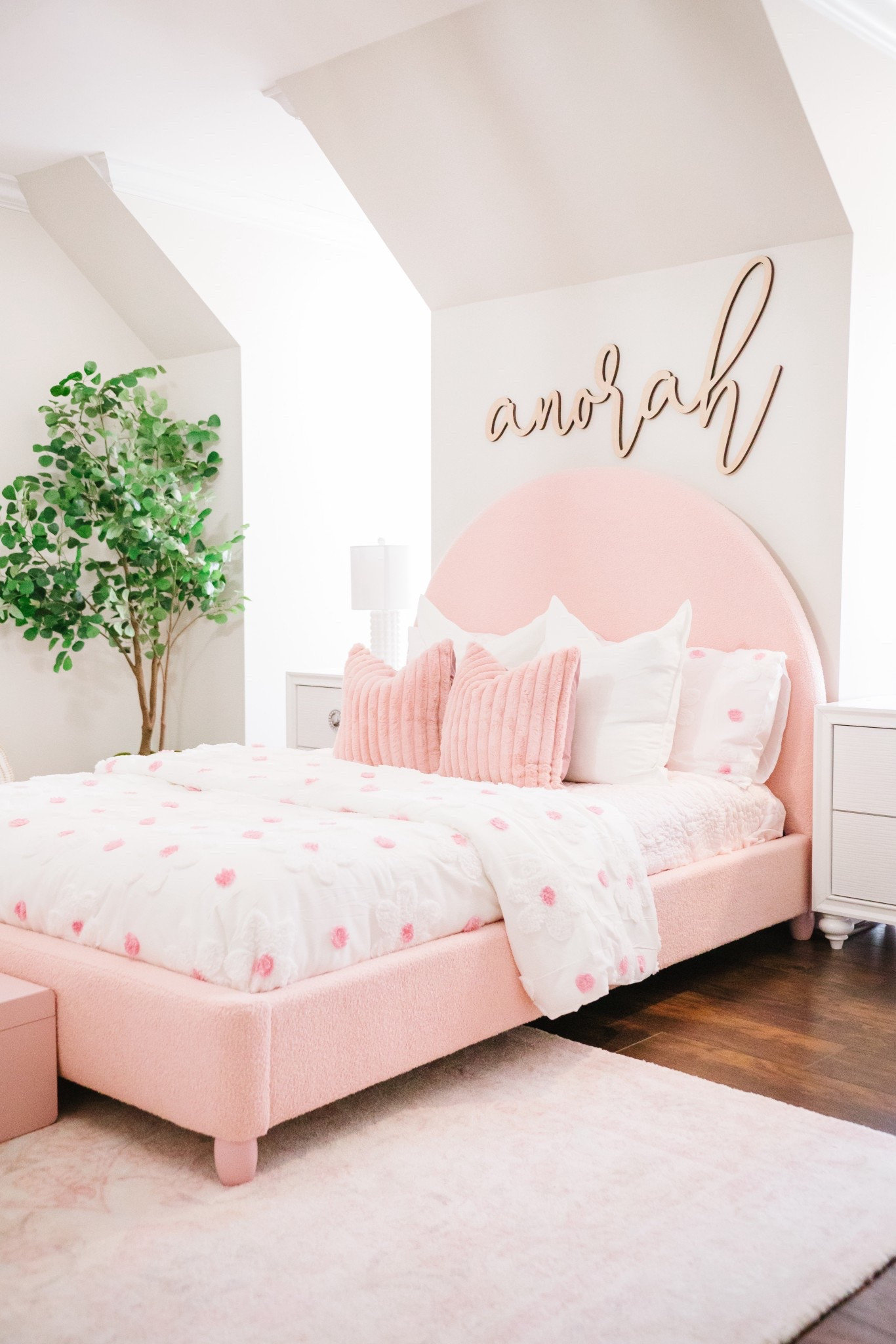 Creating a soft, girly space for Anorah has been so special 🩷 I love how the upholstered bed and cozy layers make the room feel sweet, calm, and still timeless enough to grow with her. Linking some of the pieces from her room here.

girls bedroom decor // pink bedroom inspo // upholstered bed // kids room design // soft feminine decor // cozy bedroom styling // timeless kids room // nursery to big girl room