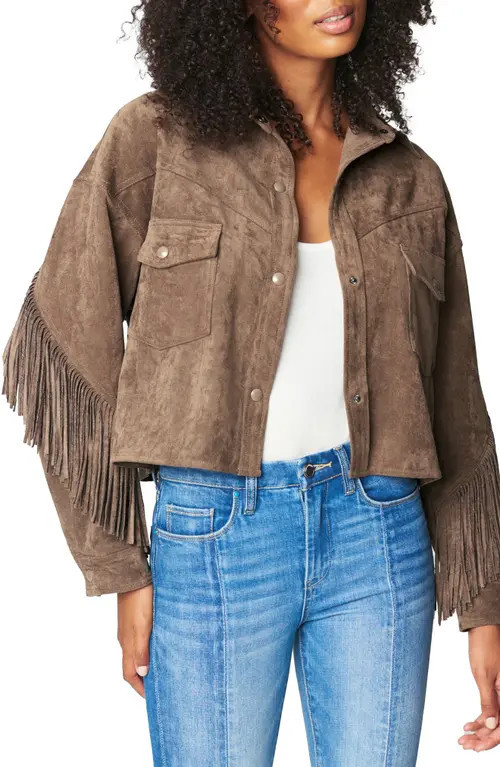 BLANKNYC Faux Suede Fringe Jacket in Hot Cocoa at Nordstrom, Size Medium | Nordstrom