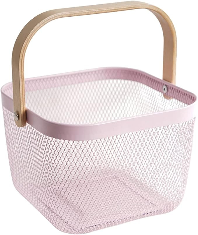 Metal Mesh Steel Harvest Basket, Square Wire Garden Basket with Handle – Multi-Functional Stora... | Amazon (US)
