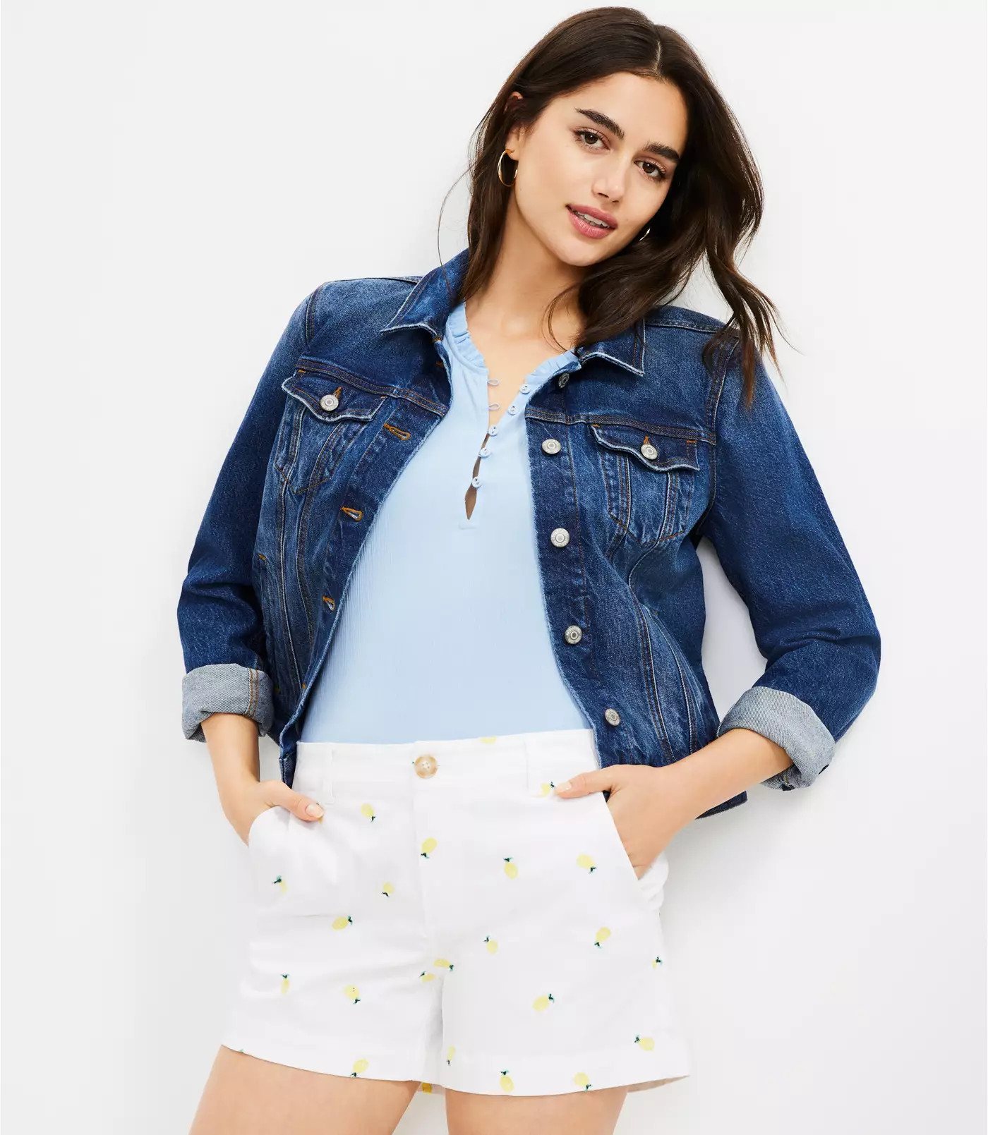 Monroe Chino Shorts in Lemon | LOFT | LOFT