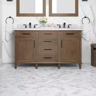 Home Decorators Collection Sonoma 60 in. W x 22 in. D x 34 in. H Double Sink Bath Vanity in Almon... | The Home Depot